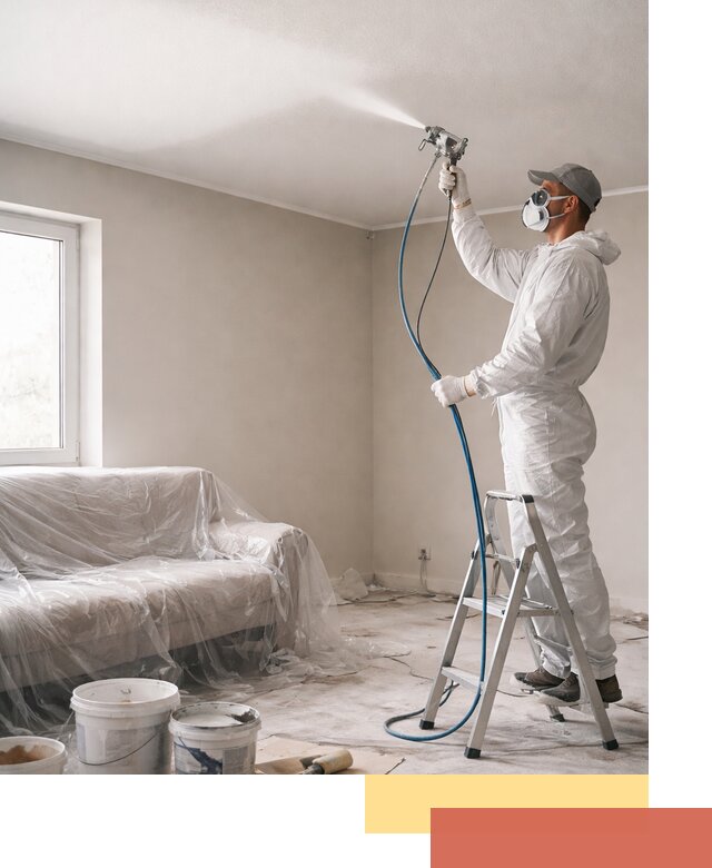 Покраска потолка краскопультом в Иркутске быстро и качественно