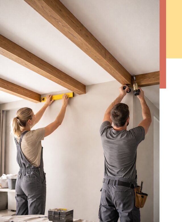 Монтаж декоративных балок на потолок в Иркутске от 4376 руб. — ОТДЕЛОЧНИК-Ркт